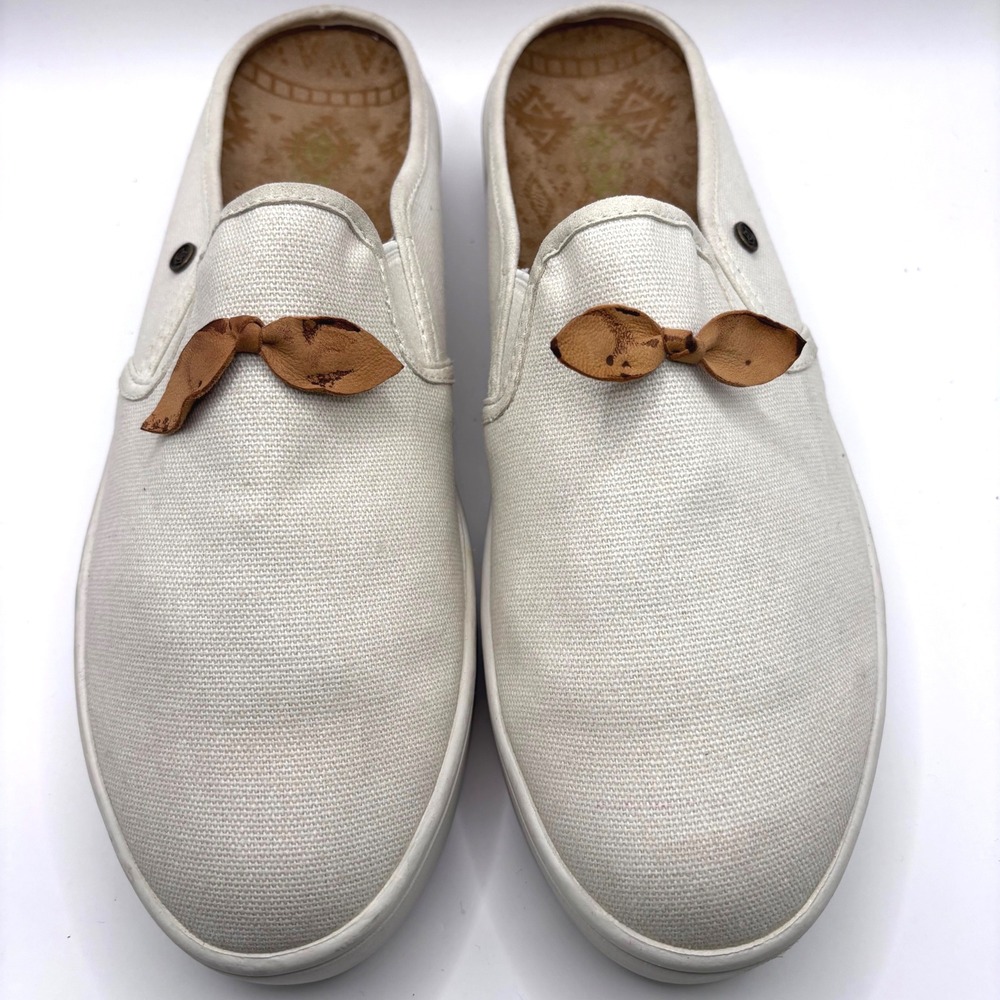Spenco Andrey Womens Slide Canvas Orthotic Slip-On Shoes Off White Ivory Sz 9.5